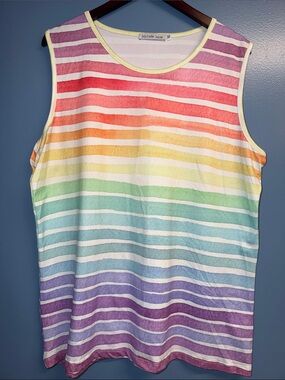 Bold rainbow stripe women’s tank